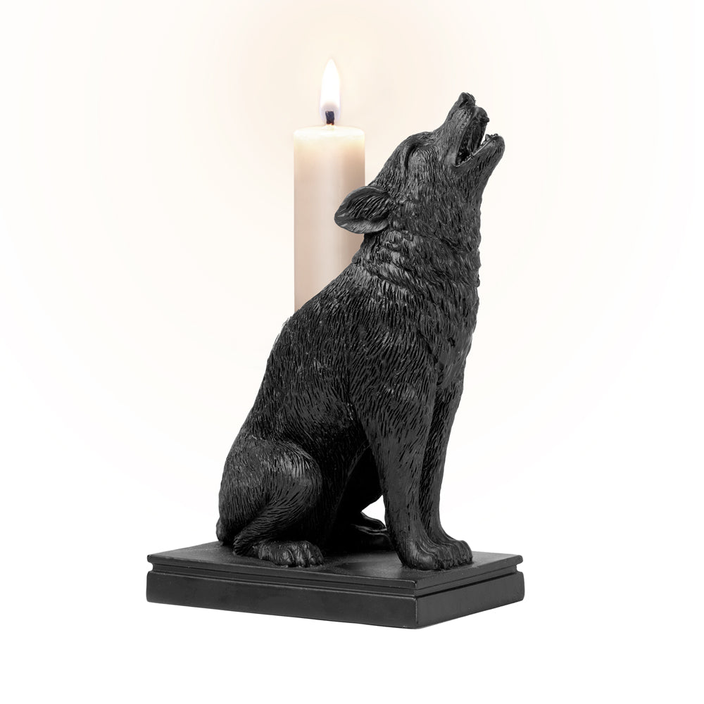 Alchemy Gothic Ulula Noctis Howling Wolf Candle Holder V115