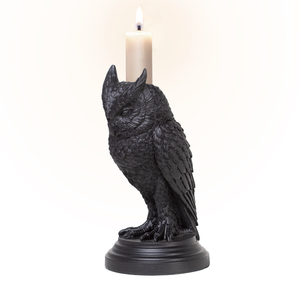 Alchemy Gothic Owl Astrontiel Candle Stick Holder V116