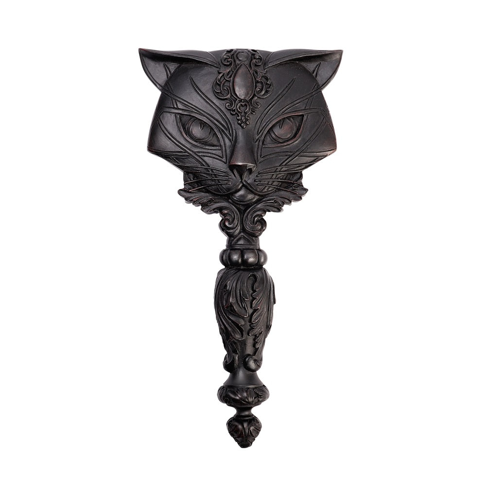 Alchemy Gothic Sacred Cat Hand Mirror Silver or Black V64