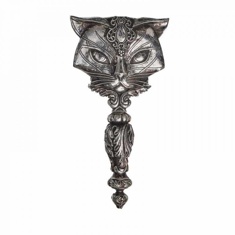 Alchemy Gothic Sacred Cat Hand Mirror Silver or Black V64