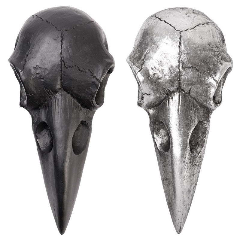 Alchemy Gothic Raven Skull Hand Mirror Silver Black V99