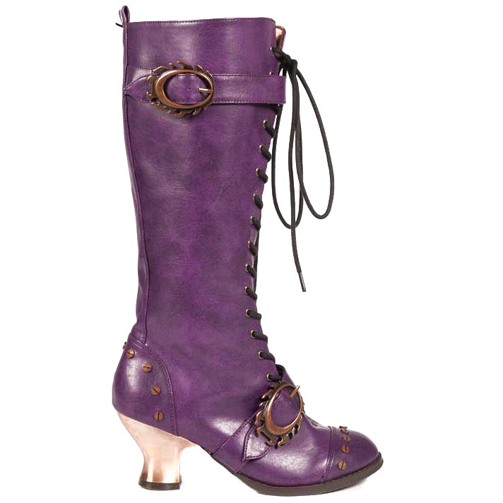 Hades VINTAGE Purple Vegan Leather Steampunk 3/4 Knee High Boots 6-11