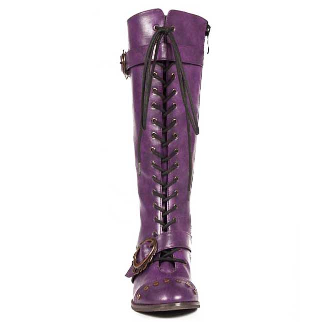 Hades VINTAGE Purple Vegan Leather Steampunk 3/4 Knee High Boots 6-11