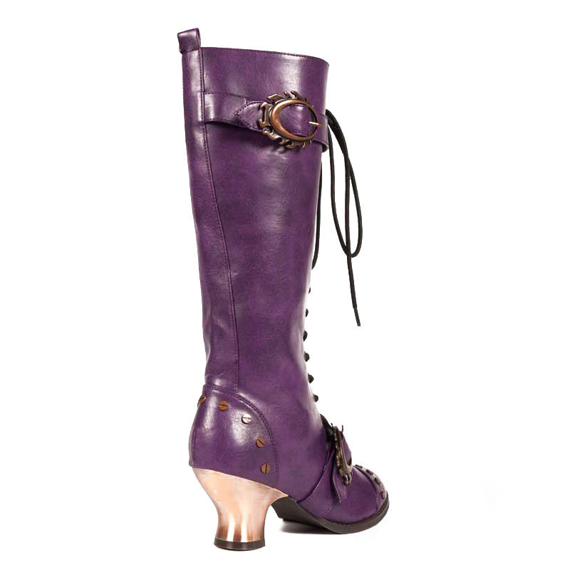 Hades VINTAGE Purple Vegan Leather Steampunk 3/4 Knee High Boots 6-11