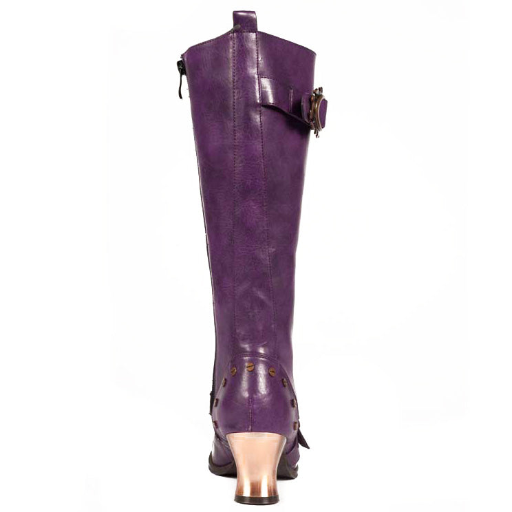 Hades VINTAGE Purple Vegan Leather Steampunk 3/4 Knee High Boots 6-11