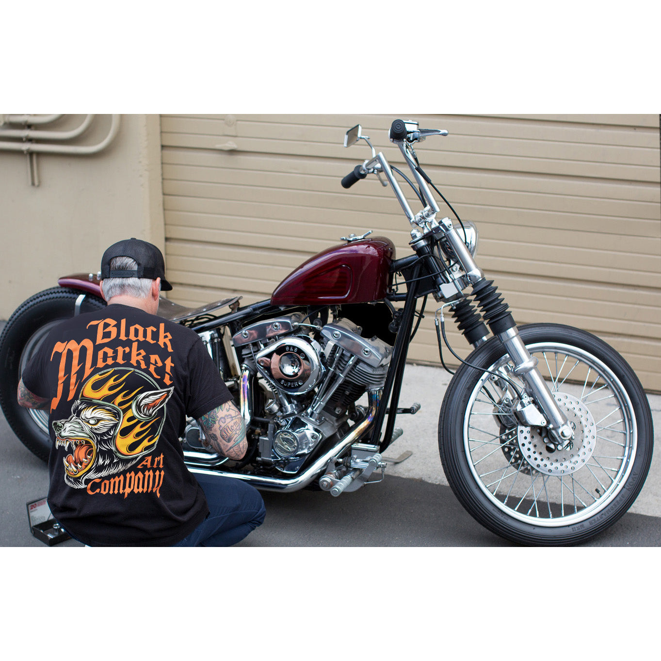 Black Market Art Wolf Speed Biker Tee