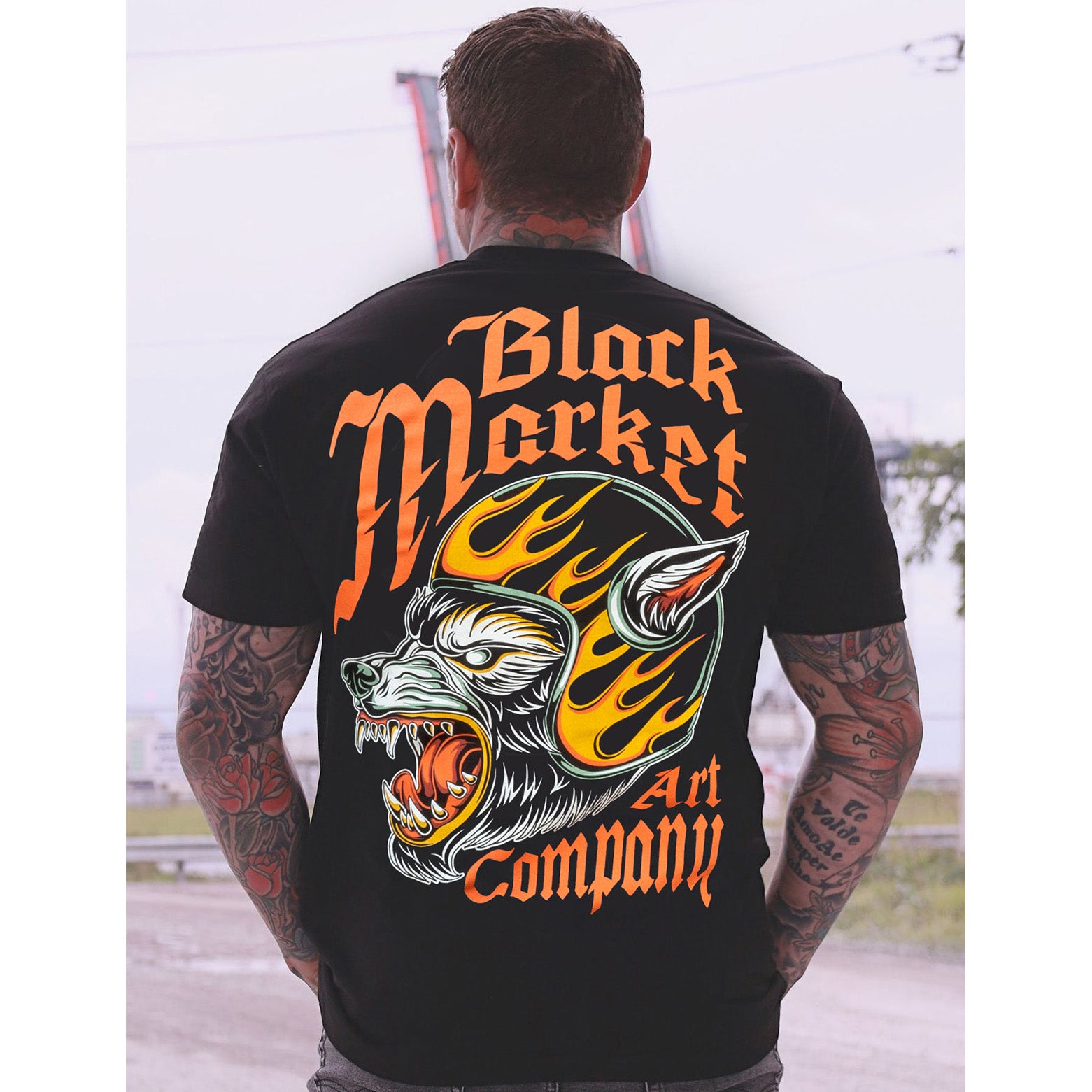 Black Market Art Wolf Speed Biker Tee