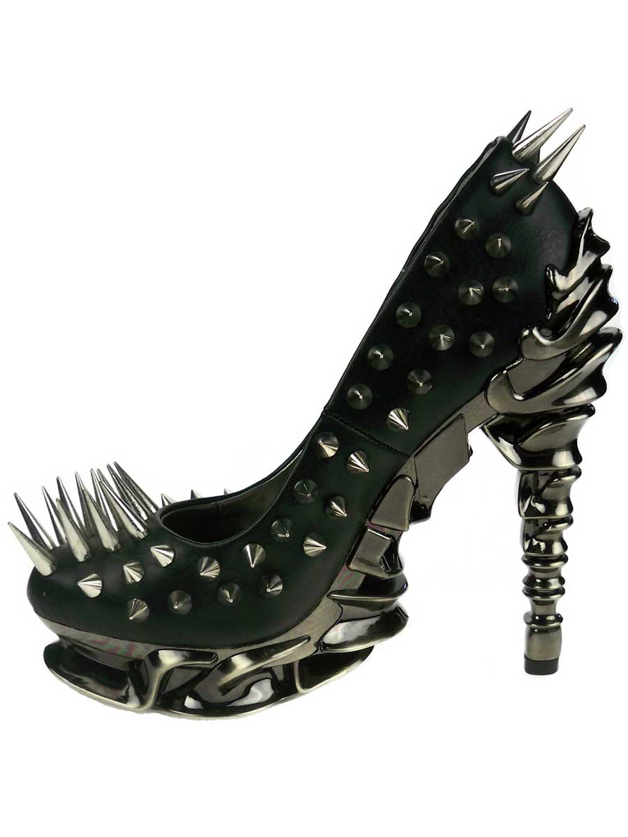Hades ZETTA Spiked Black Pumps 5" High Molded Heels 6-11