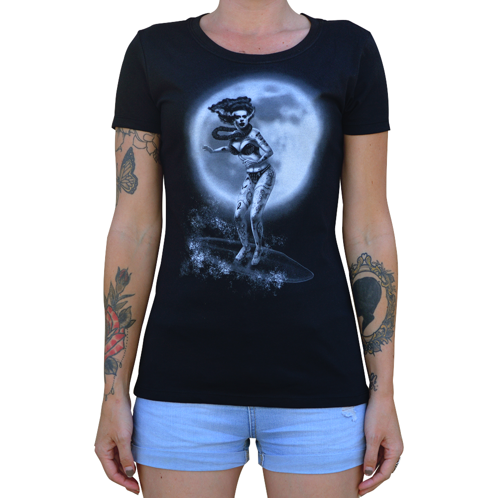 Lowbrow Art Aloha Bride Frankenbride Surfer Tee