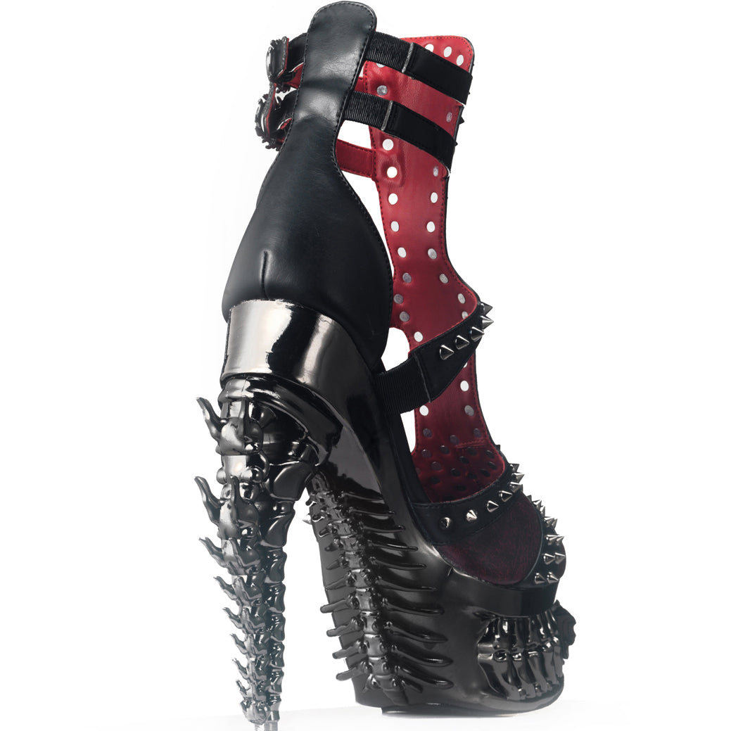 Hades ARKHANE Black Burgundy Stud Sandal 5" Heel 6-12