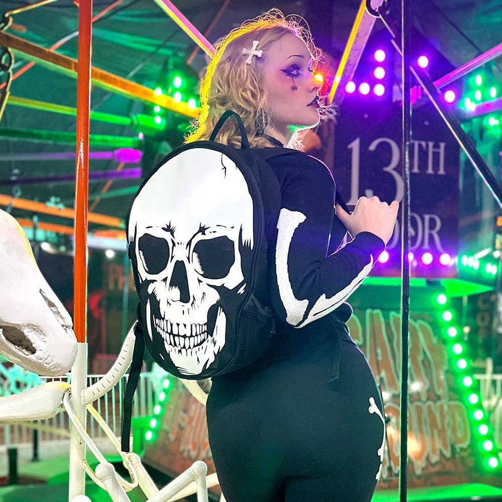 Kreepsville 666 White Skull Backpack