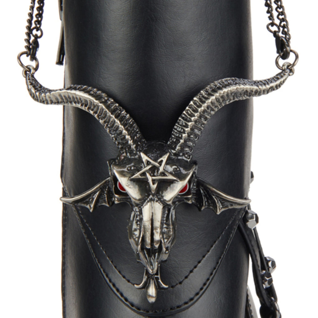 Hades + Alchemy BAPHOMETICA Black Mid Calf Boots 5" Heel 6-12