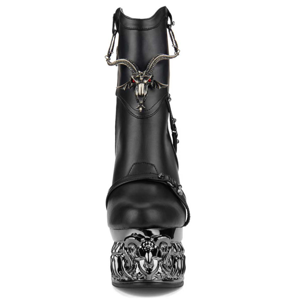 Hades + Alchemy BAPHOMETICA Black Mid Calf Boots 5" Heel 6-12