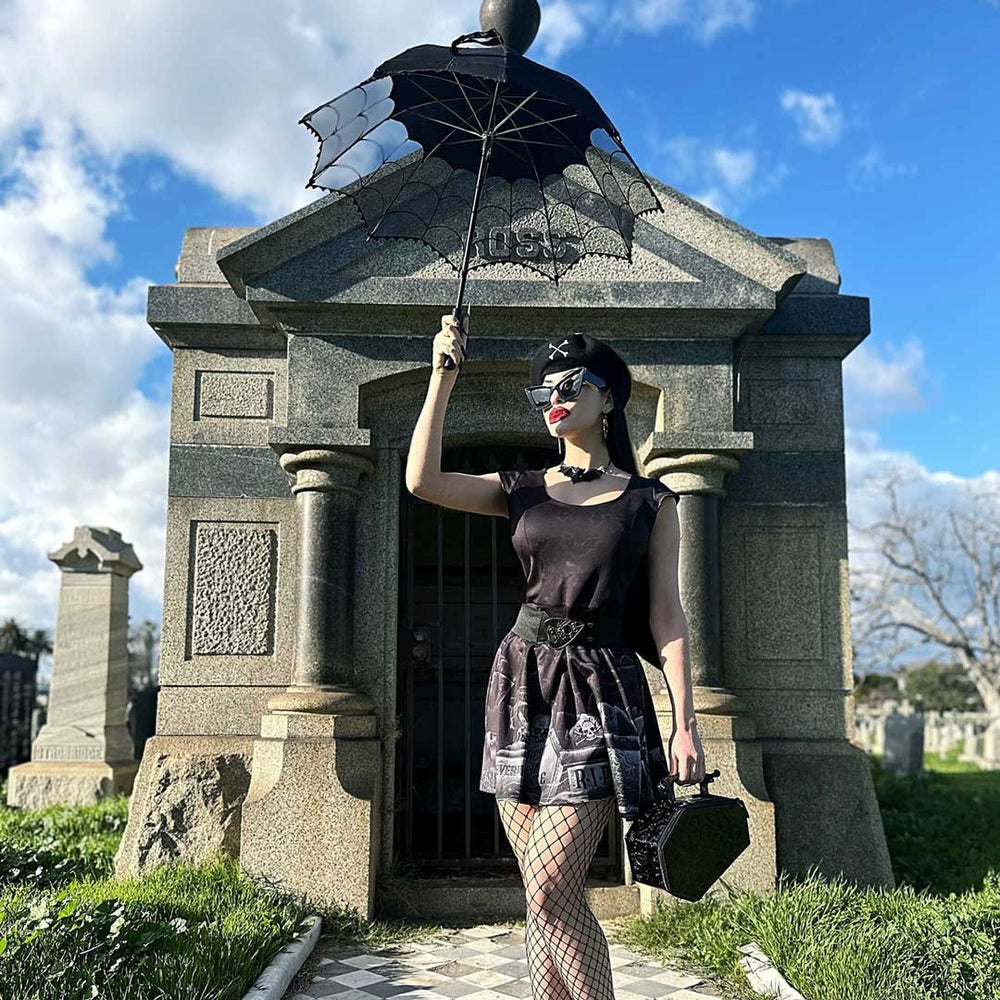 Kreepsville 666 Black Mesh Lace Spiderweb Shade Parasol