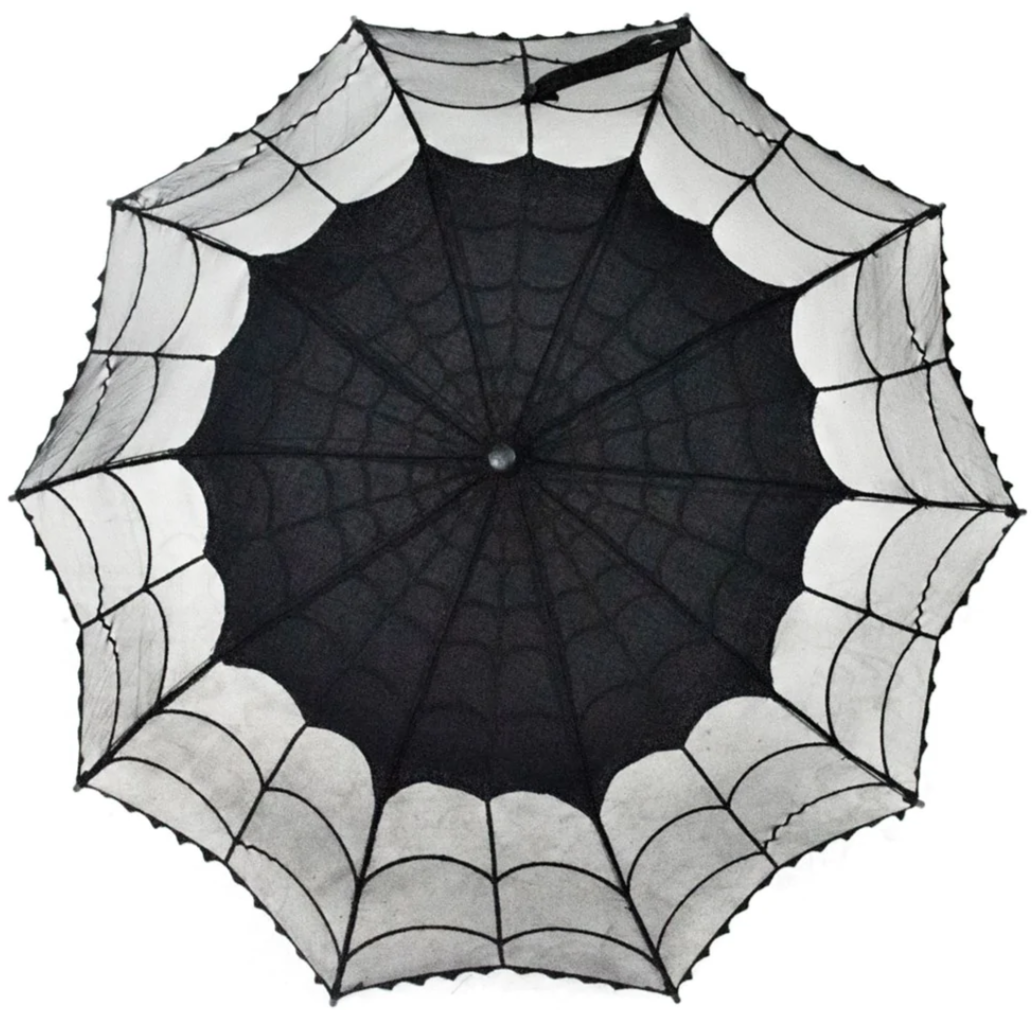 Kreepsville 666 Black Mesh Lace Spiderweb Shade Parasol