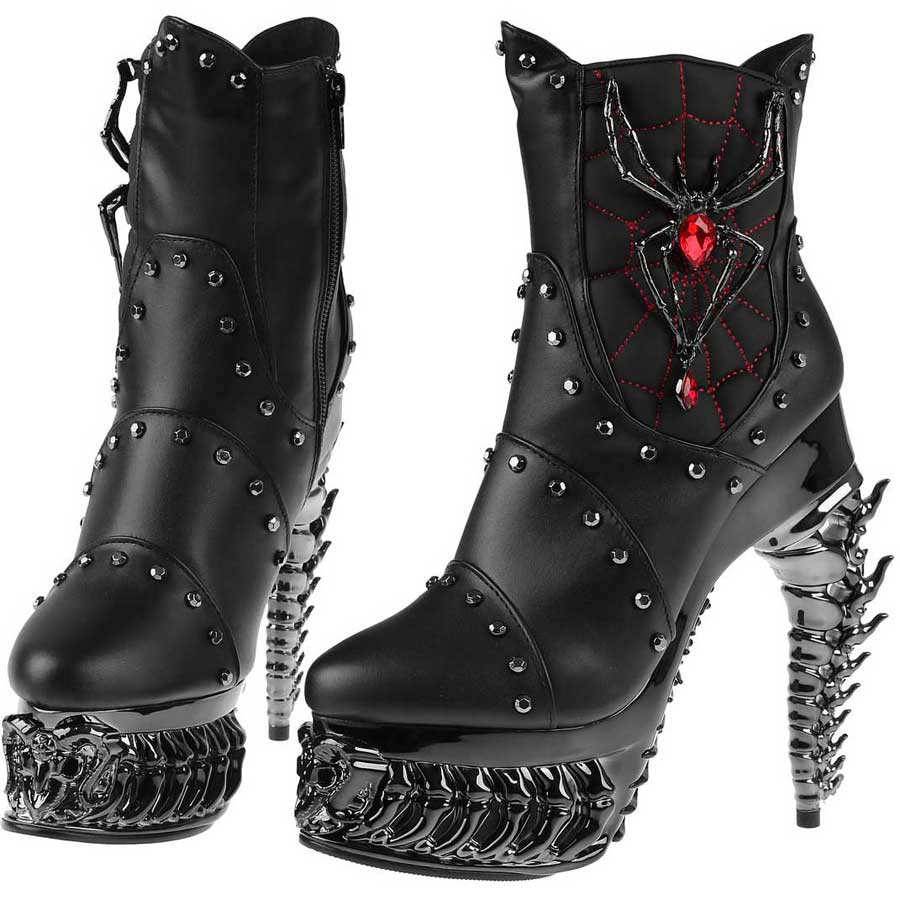 Hades + Alchemy BLACK WIDOW Black Mid Calf Boots 5" Heel 6-12