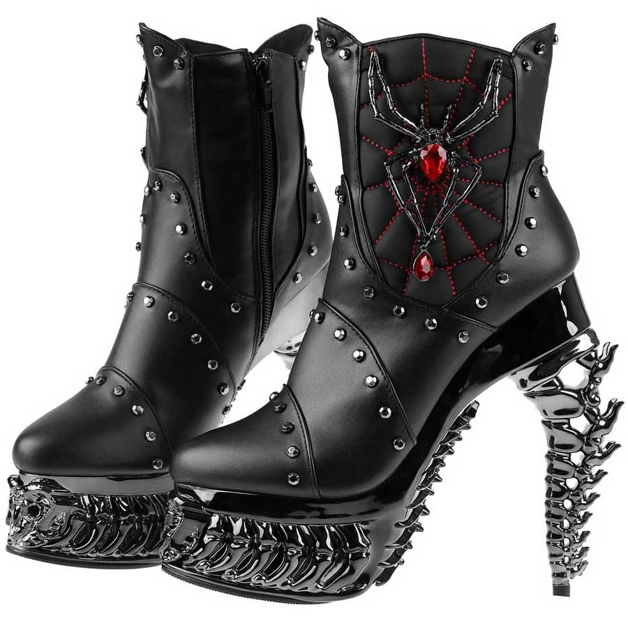 Hades + Alchemy BLACK WIDOW Black Mid Calf Boots 5" Heel 6-12