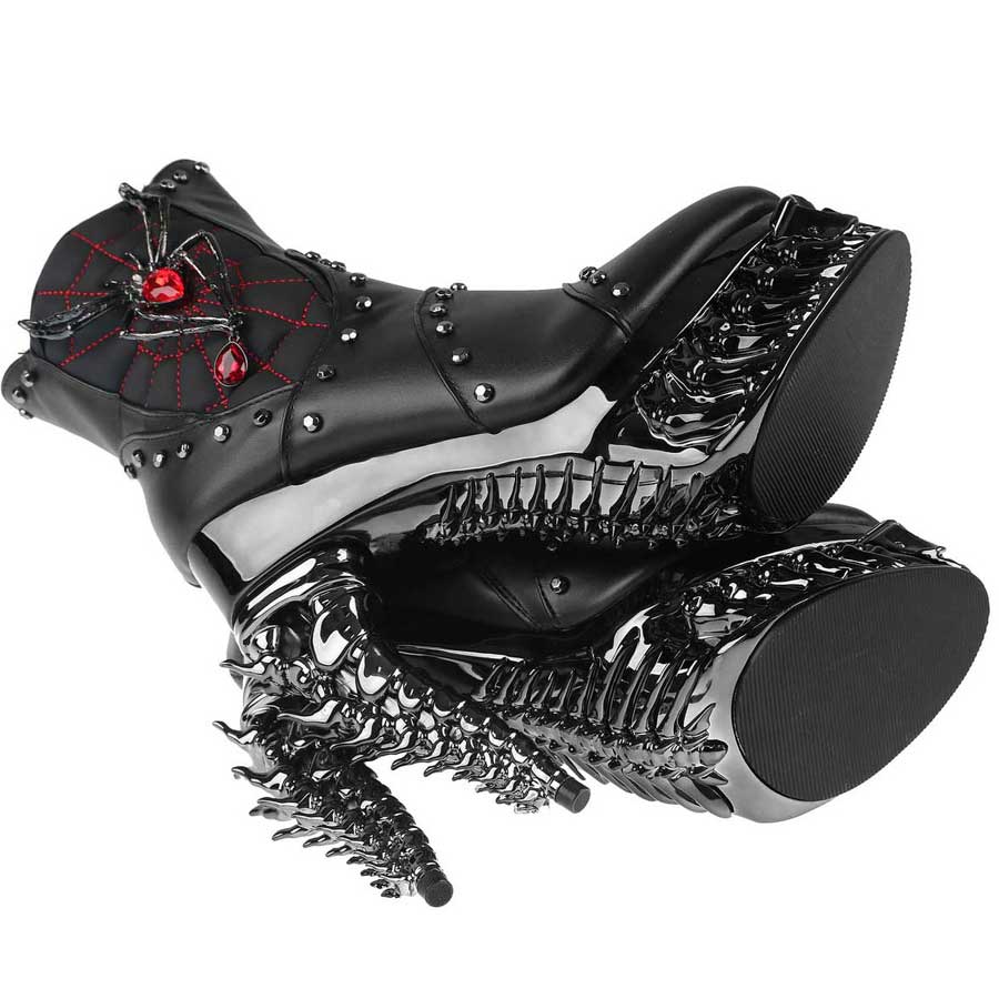 Hades + Alchemy BLACK WIDOW Black Mid Calf Boots 5" Heel 6-12