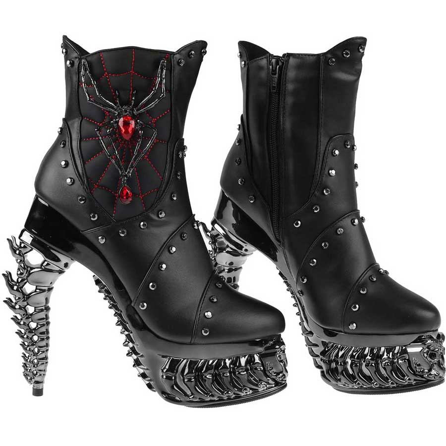 Hades + Alchemy BLACK WIDOW Black Mid Calf Boots 5" Heel 6-12