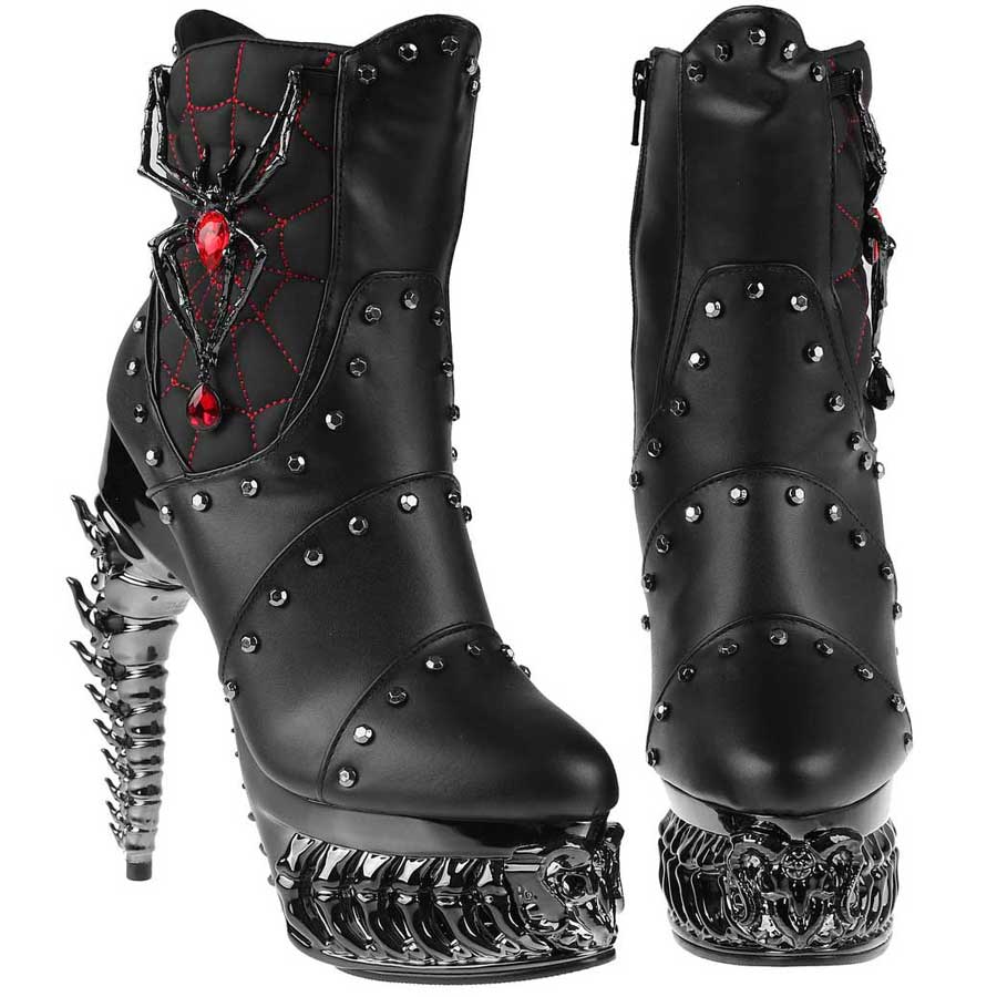Hades + Alchemy BLACK WIDOW Black Mid Calf Boots 5" Heel 6-12