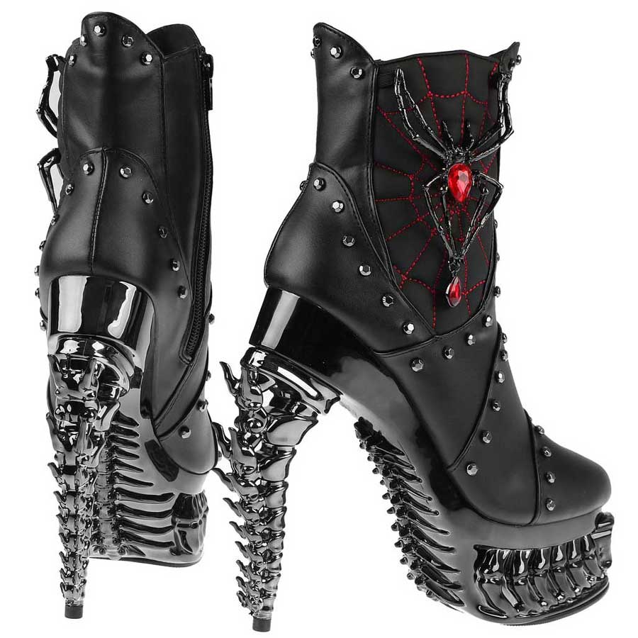 Hades + Alchemy BLACK WIDOW Black Mid Calf Boots 5" Heel 6-12