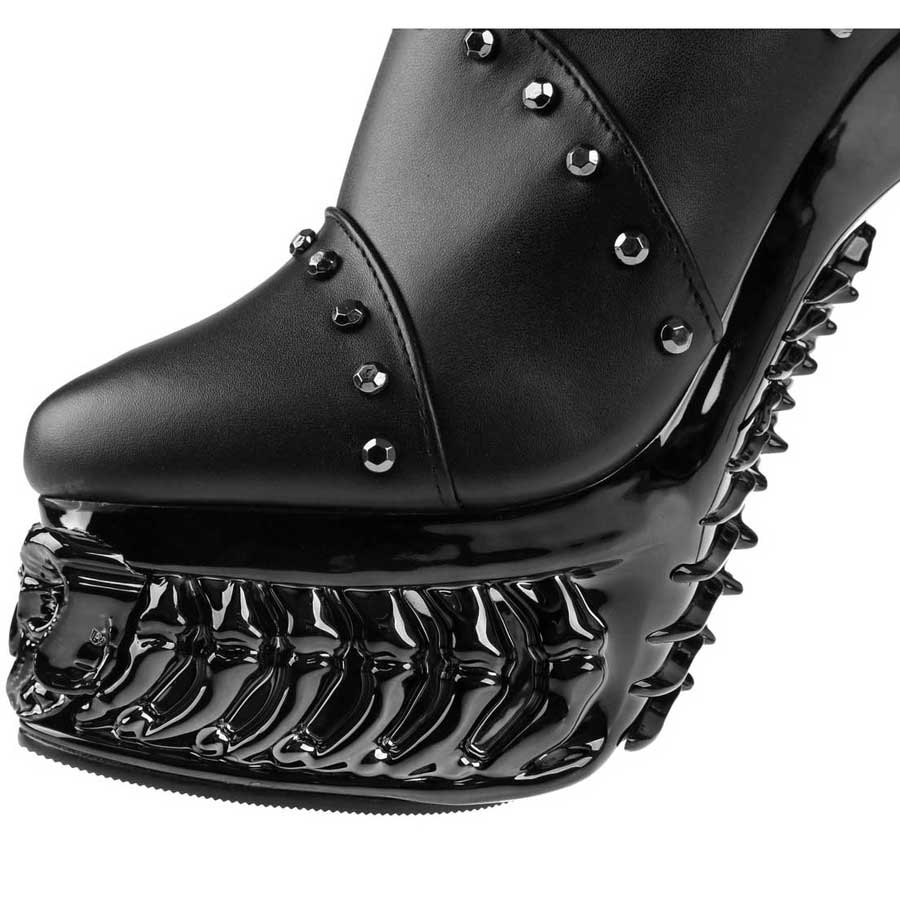 Hades + Alchemy BLACK WIDOW Black Mid Calf Boots 5" Heel 6-12