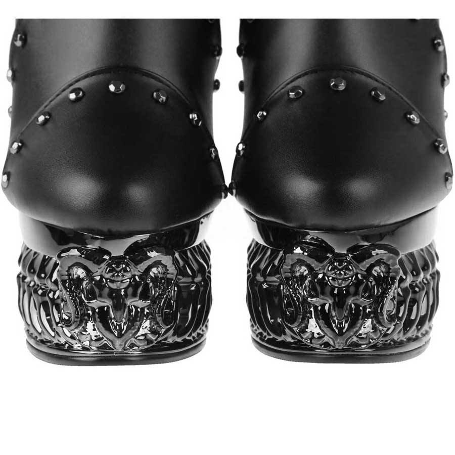 Hades + Alchemy BLACK WIDOW Black Mid Calf Boots 5" Heel 6-12