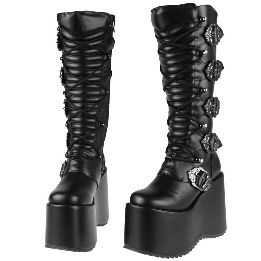 Hades BODIL Black Knee High 5" Platform Boots 6-12