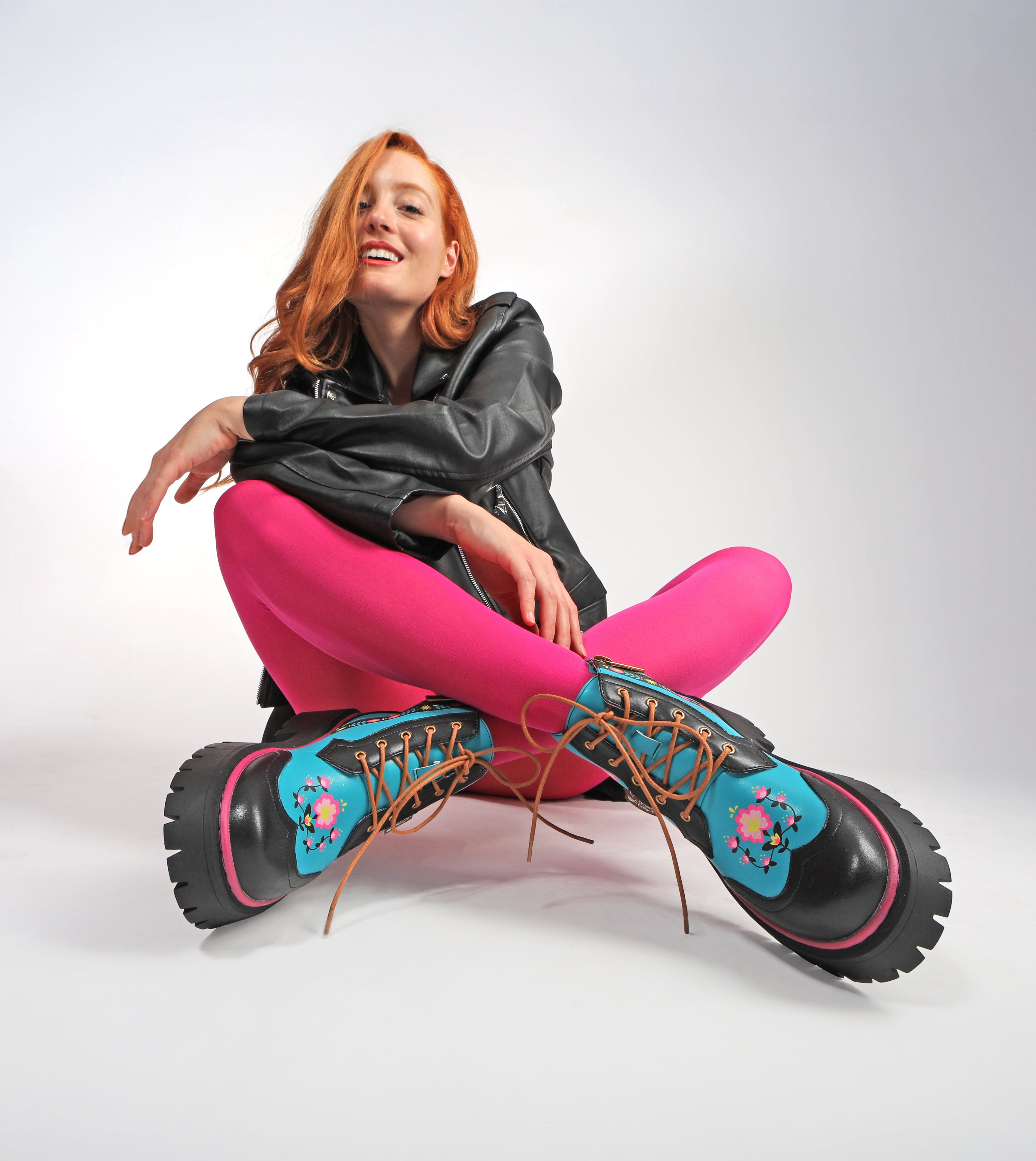 Enchanted North Floral Blue Ankle Lace Up Boots