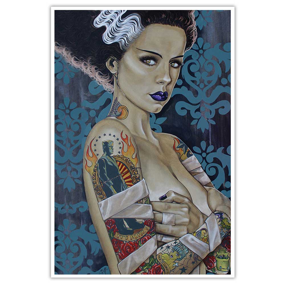 Lowbrow Art Bride Ink Frankenbride Fine Print Lithograph