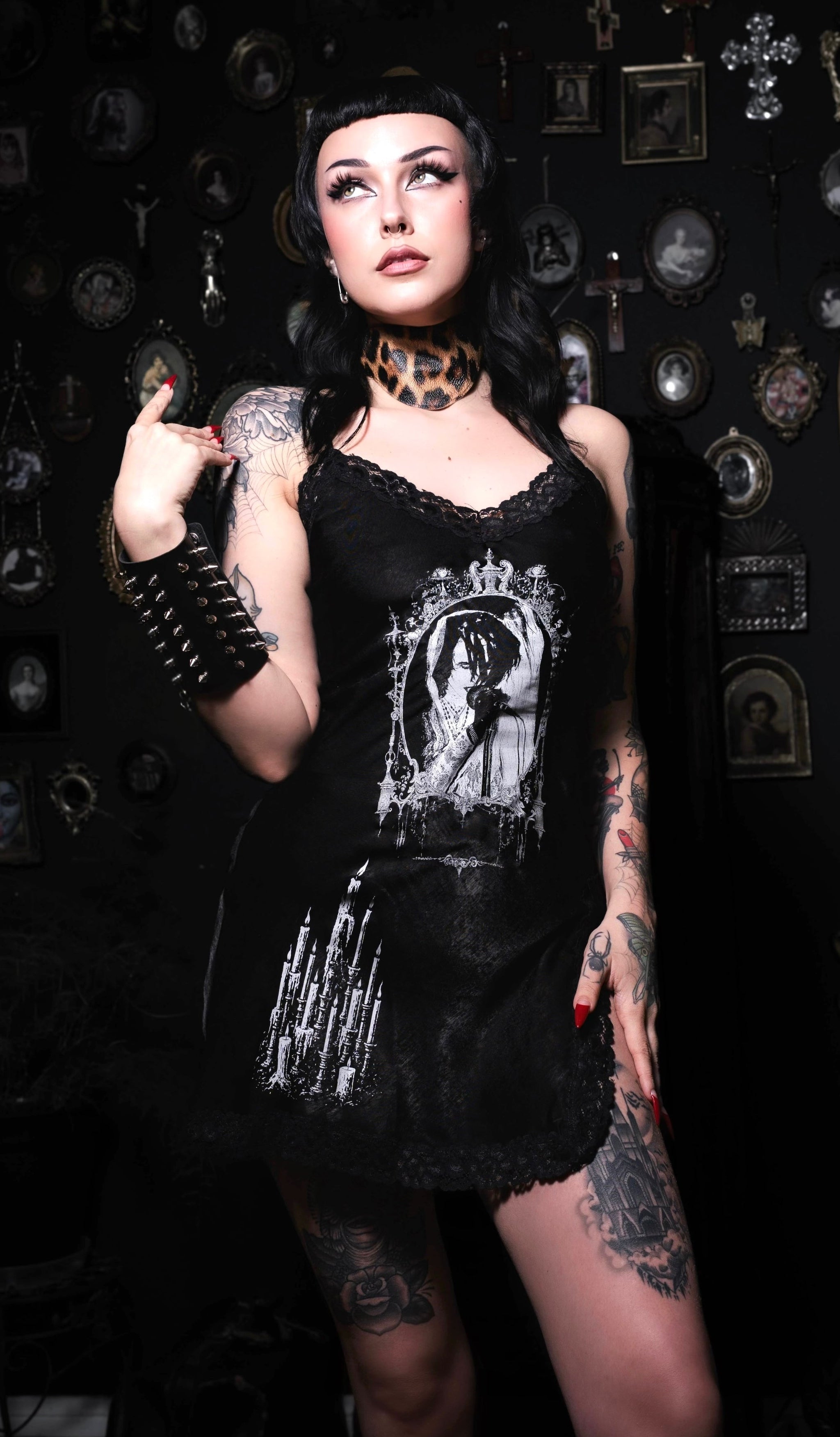 Vera's Eyecandy Rozz Christian Death Mini Slip Metal Dress