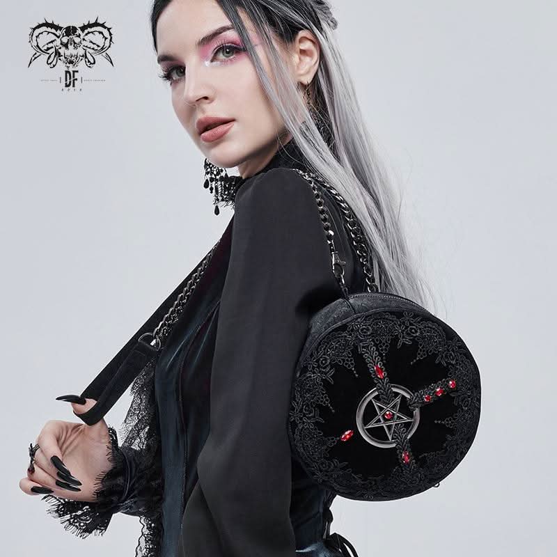 Devil Fashion Curse of Baphomet Round Velvet Purse