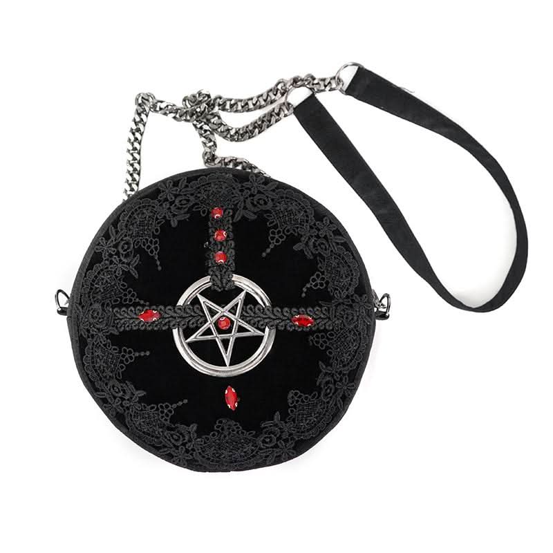 Devil Fashion Curse of Baphomet Round Velvet Purse