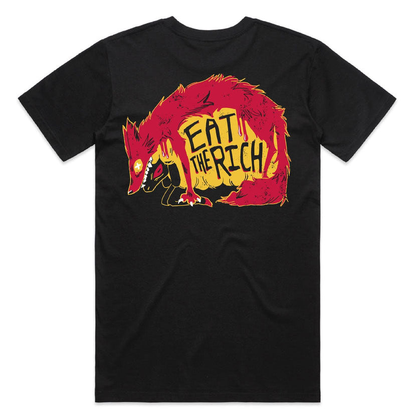 Fingers Duke Eat The Rich Back Art Black T-Shirt
