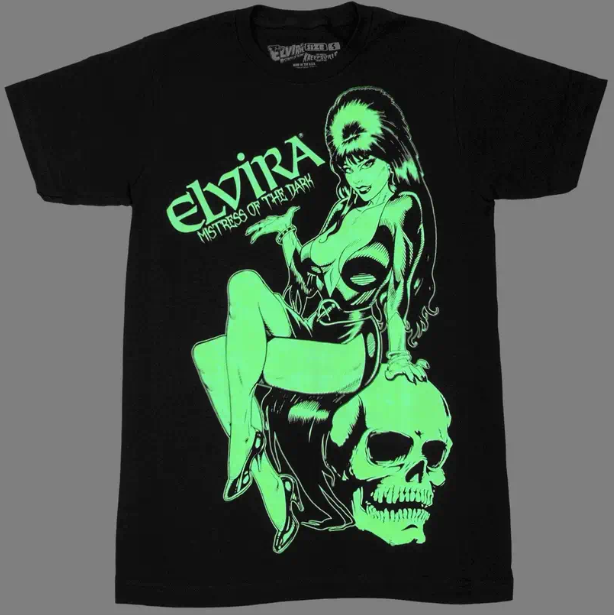 Kreepsville 666 Elvira GLOW IN DARK Black Tee Jumbo Graphic