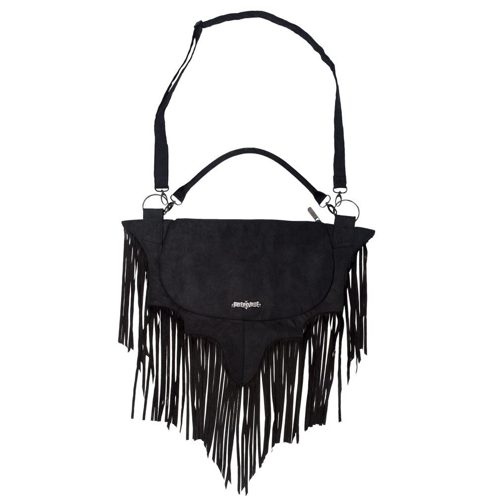 Kreepsville 666 Bat Wing Fringe Large Shoulder Bag Purse