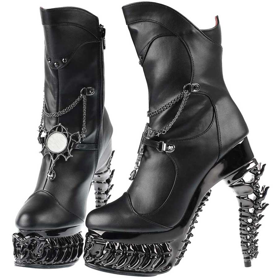 Hades + Alchemy GHOST OF WHITBY Black Mid Calf Boots 5" Heel 6-12
