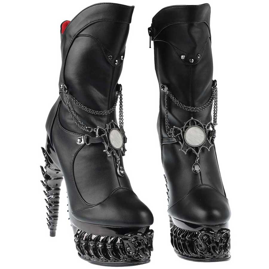Hades + Alchemy GHOST OF WHITBY Black Mid Calf Boots 5" Heel 6-12