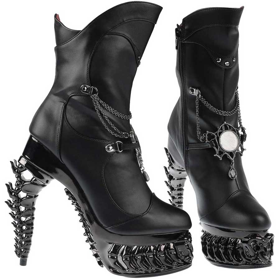 Hades + Alchemy GHOST OF WHITBY Black Mid Calf Boots 5" Heel 6-12
