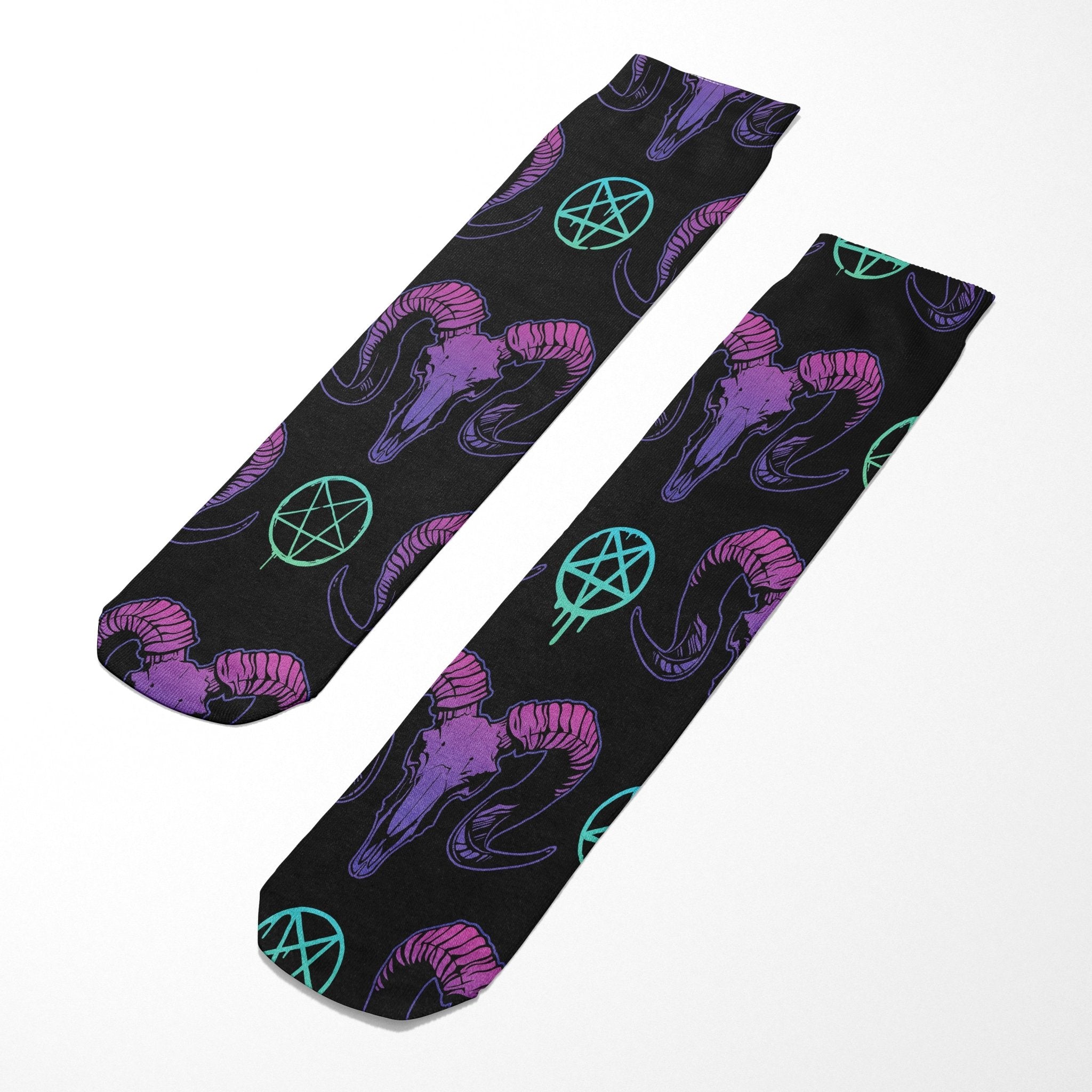 Original Underground Goat Skulls and Pentacles Socks