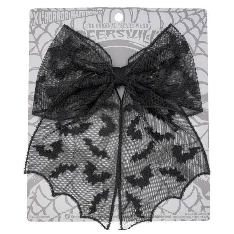 Kreepsville 666 Bats Mesh Lace Hair Bow