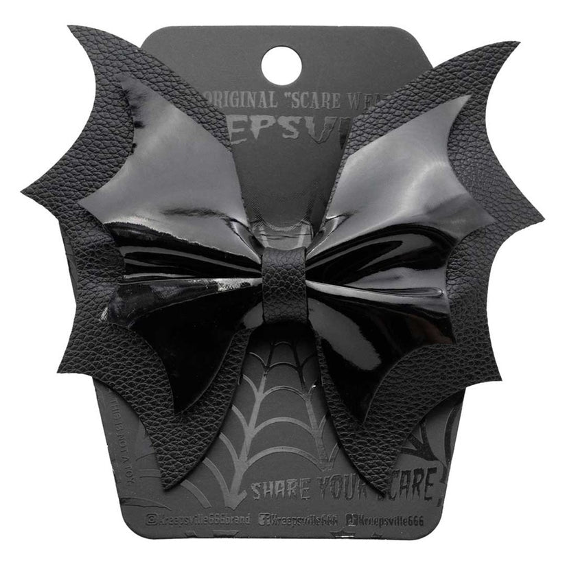Kreepsville 666 Batwing Black PVC Hair Bow