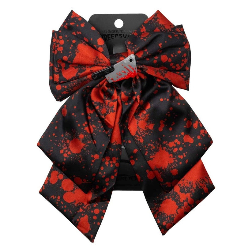 Kreepsville 666 Black Blood Splatter Cleaver Satin Bow