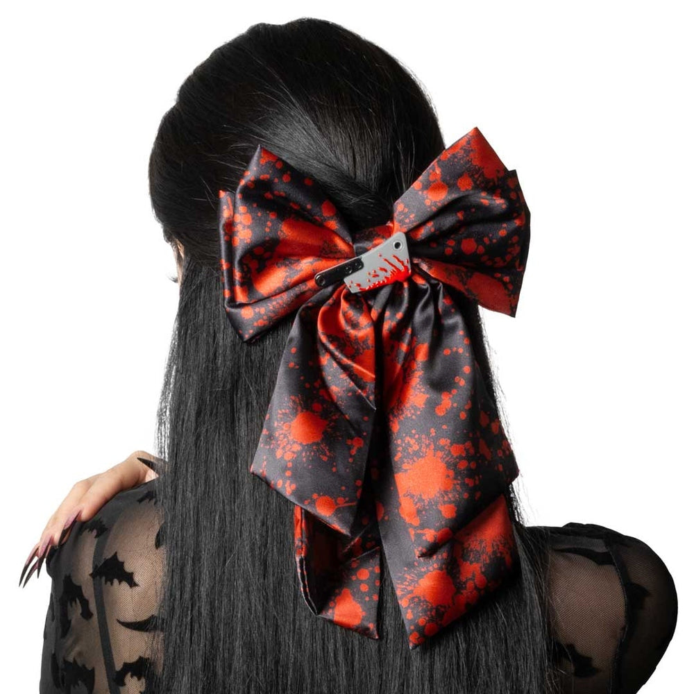 Kreepsville 666 Black Blood Splatter Cleaver Satin Bow