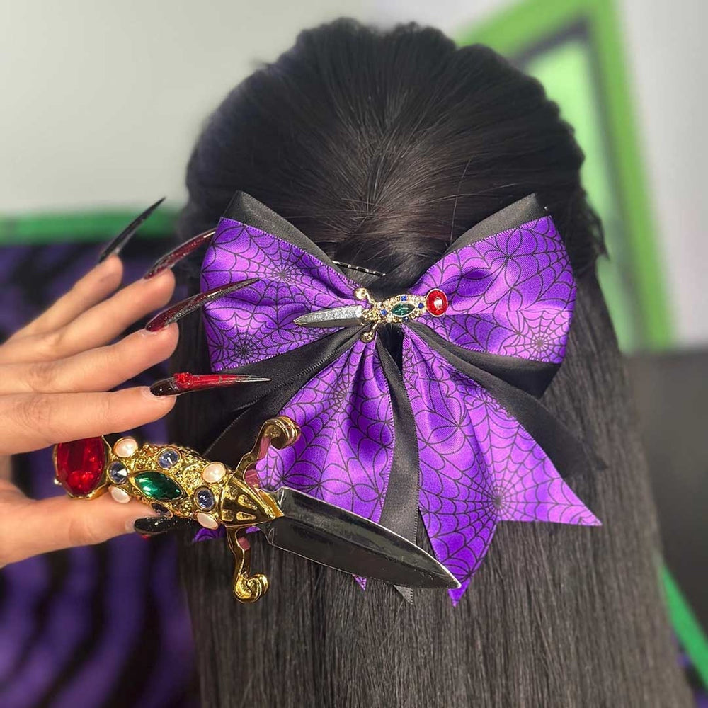 Kreepsville 666 Black Purple Elvira Dagger Bow