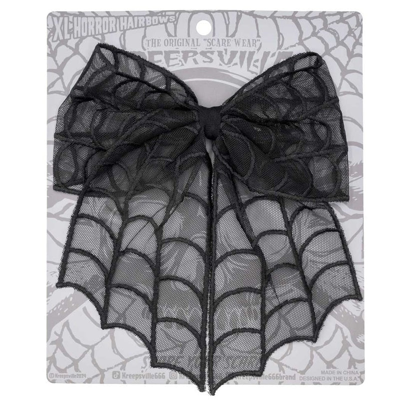 Kreepsville 666 Spiderweb Mesh Lace Hair Bow