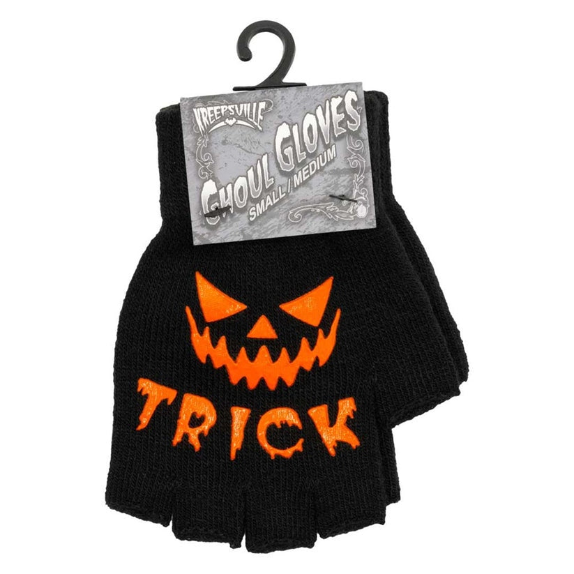 Kreepsville 666 Trick or Treat Black Fingerless Gloves 2 Sizes