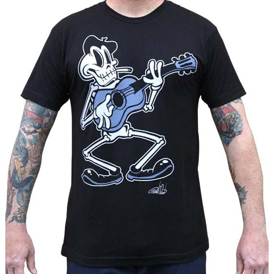 Lowbrow Art Happy Recluse Skeleton Black Tee