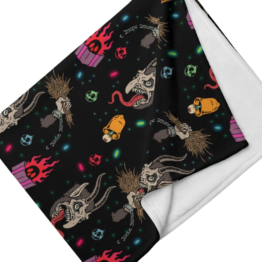Murder Apparel Merry Krampus Throw Blanket