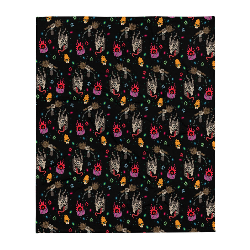 Murder Apparel Merry Krampus Throw Blanket